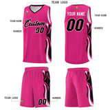 Custom Pink Black-White Graffiti Pattern Side Curve Pattern Sports Uniform Basketball Jersey Sets