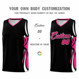 Custom Black Pink-White Graffiti Pattern Side Curve Pattern Sports Uniform Basketball Jersey Sets