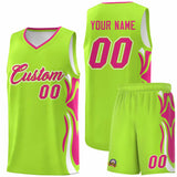 Custom Light Green Pink-White Graffiti Pattern Side Curve Pattern Sports Uniform Basketball Jersey Sets