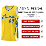 Custom Gold Royal-White Graffiti Pattern Side Curve Pattern Sports Uniform Basketball Jersey Sets