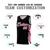 Custom Black Light Pink-White Graffiti Pattern Side Curve Pattern Sports Uniform Basketball Jersey Sets