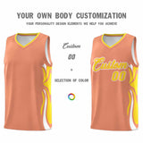 Custom Light Orange Gold-White Graffiti Pattern Side Curve Pattern Sports Uniform Basketball Jersey Sets