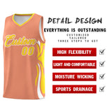 Custom Light Orange Gold-White Graffiti Pattern Side Curve Pattern Sports Uniform Basketball Jersey Sets