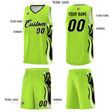 Custom Light Green Black-White Graffiti Pattern Side Curve Pattern Sports Uniform Basketball Jersey Sets