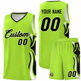 Custom Light Green Black-White Graffiti Pattern Side Curve Pattern Sports Uniform Basketball Jersey Sets