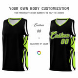 Custom Black Light Green-White Graffiti Pattern Side Curve Pattern Sports Uniform Basketball Jersey Sets