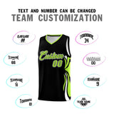 Custom Black Light Green-White Graffiti Pattern Side Curve Pattern Sports Uniform Basketball Jersey Sets