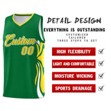 Custom Kelly Green Gold-White Graffiti Pattern Side Curve Pattern Sports Uniform Basketball Jersey Sets