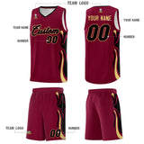 Custom Crimson Black-Khaki Graffiti Pattern Side Curve Pattern Sports Uniform Basketball Jersey Sets