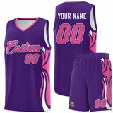 Custom Purple Pink-White Graffiti Pattern Side Curve Pattern Sports Uniform Basketball Jersey Sets