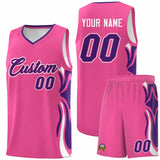 Custom Pink Purple-White Graffiti Pattern Side Curve Pattern Sports Uniform Basketball Jersey Sets