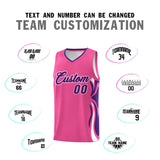 Custom Pink Purple-White Graffiti Pattern Side Curve Pattern Sports Uniform Basketball Jersey Sets