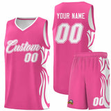 Custom Pink White-White Graffiti Pattern Side Curve Pattern Sports Uniform Basketball Jersey Sets
