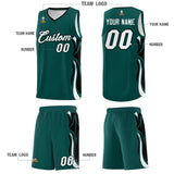 Custom Midnight Green White-Black Graffiti Pattern Side Curve Pattern Sports Uniform Basketball Jersey Sets