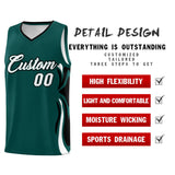 Custom Midnight Green White-Black Graffiti Pattern Side Curve Pattern Sports Uniform Basketball Jersey Sets