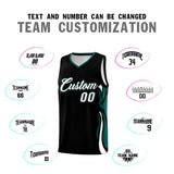Custom Black White-Midnight Green Graffiti Pattern Side Curve Pattern Sports Uniform Basketball Jersey Sets