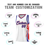 Custom White Royal-Red Graffiti Pattern Side Curve Pattern Sports Uniform Basketball Jersey Sets
