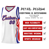 Custom White Royal-Red Graffiti Pattern Side Curve Pattern Sports Uniform Basketball Jersey Sets