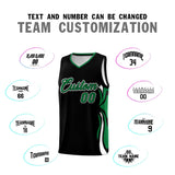 Custom Black Kelly Green-White Graffiti Pattern Side Curve Pattern Sports Uniform Basketball Jersey Sets