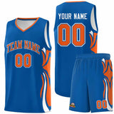 Custom Royal Orange-White Graffiti Pattern Side Curve Pattern Sports Uniform Basketball Jersey Sets