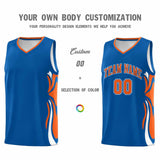 Custom Royal Orange-White Graffiti Pattern Side Curve Pattern Sports Uniform Basketball Jersey Sets