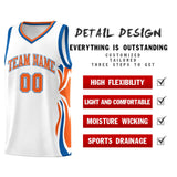 Custom White Orange-Royal Graffiti Pattern Side Curve Pattern Sports Uniform Basketball Jersey Sets