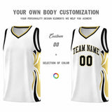 Custom White Black-Old Gold Graffiti Pattern Side Curve Pattern Sports Uniform Basketball Jersey Sets