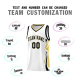 Custom White Black-Old Gold Graffiti Pattern Side Curve Pattern Sports Uniform Basketball Jersey Sets