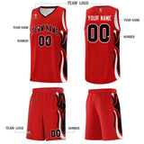 Custom Red Black-White Graffiti Pattern Side Curve Pattern Sports Uniform Basketball Jersey Sets