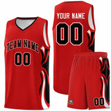 Custom Red Black-White Graffiti Pattern Side Curve Pattern Sports Uniform Basketball Jersey Sets