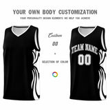Custom Black White-White Graffiti Pattern Side Curve Pattern Sports Uniform Basketball Jersey Sets