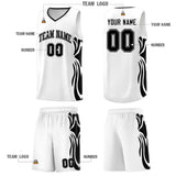 Custom White Black-Black Graffiti Pattern Side Curve Pattern Sports Uniform Basketball Jersey Sets