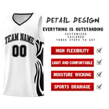Custom White Black-Black Graffiti Pattern Side Curve Pattern Sports Uniform Basketball Jersey Sets