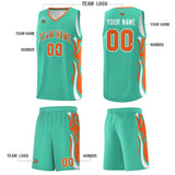 Custom Bright Green Orange-White Graffiti Pattern Side Curve Pattern Sports Uniform Basketball Jersey Sets