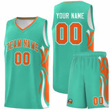 Custom Bright Green Orange-White Graffiti Pattern Side Curve Pattern Sports Uniform Basketball Jersey Sets