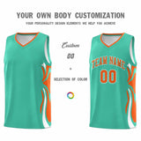 Custom Bright Green Orange-White Graffiti Pattern Side Curve Pattern Sports Uniform Basketball Jersey Sets