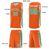 Custom Orange Bright Green-White Graffiti Pattern Side Curve Pattern Sports Uniform Basketball Jersey Sets