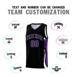 Custom Black Purple-White Graffiti Pattern Side Curve Pattern Sports Uniform Basketball Jersey Sets