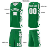 Custom Kelly Green White-White Graffiti Pattern Side Curve Pattern Sports Uniform Basketball Jersey Sets