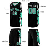 Custom Black Bright Green-White Graffiti Pattern Side Curve Pattern Sports Uniform Basketball Jersey Sets