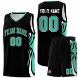 Custom Black Bright Green-White Graffiti Pattern Side Curve Pattern Sports Uniform Basketball Jersey Sets