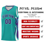 Custom Aqua Purple-White Graffiti Pattern Side Curve Pattern Sports Uniform Basketball Jersey Sets