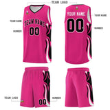 Custom Pink Black-White Graffiti Pattern Side Curve Pattern Sports Uniform Basketball Jersey Sets