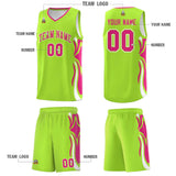 Custom Light Green Pink-White Graffiti Pattern Side Curve Pattern Sports Uniform Basketball Jersey Sets