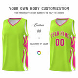 Custom Light Green Pink-White Graffiti Pattern Side Curve Pattern Sports Uniform Basketball Jersey Sets
