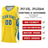 Custom Gold Royal-White Graffiti Pattern Side Curve Pattern Sports Uniform Basketball Jersey Sets