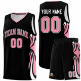 Custom Black Light Pink-White Graffiti Pattern Side Curve Pattern Sports Uniform Basketball Jersey Sets