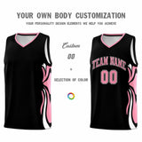 Custom Black Light Pink-White Graffiti Pattern Side Curve Pattern Sports Uniform Basketball Jersey Sets