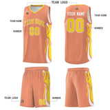 Custom Light Orange Gold-White Graffiti Pattern Side Curve Pattern Sports Uniform Basketball Jersey Sets