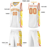 Custom White Light Orange-Gold Graffiti Pattern Side Curve Pattern Sports Uniform Basketball Jersey Sets